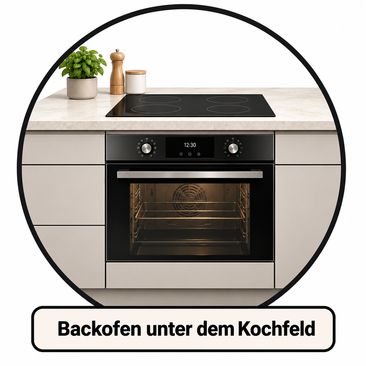 Backofen unter dem Kochfeld