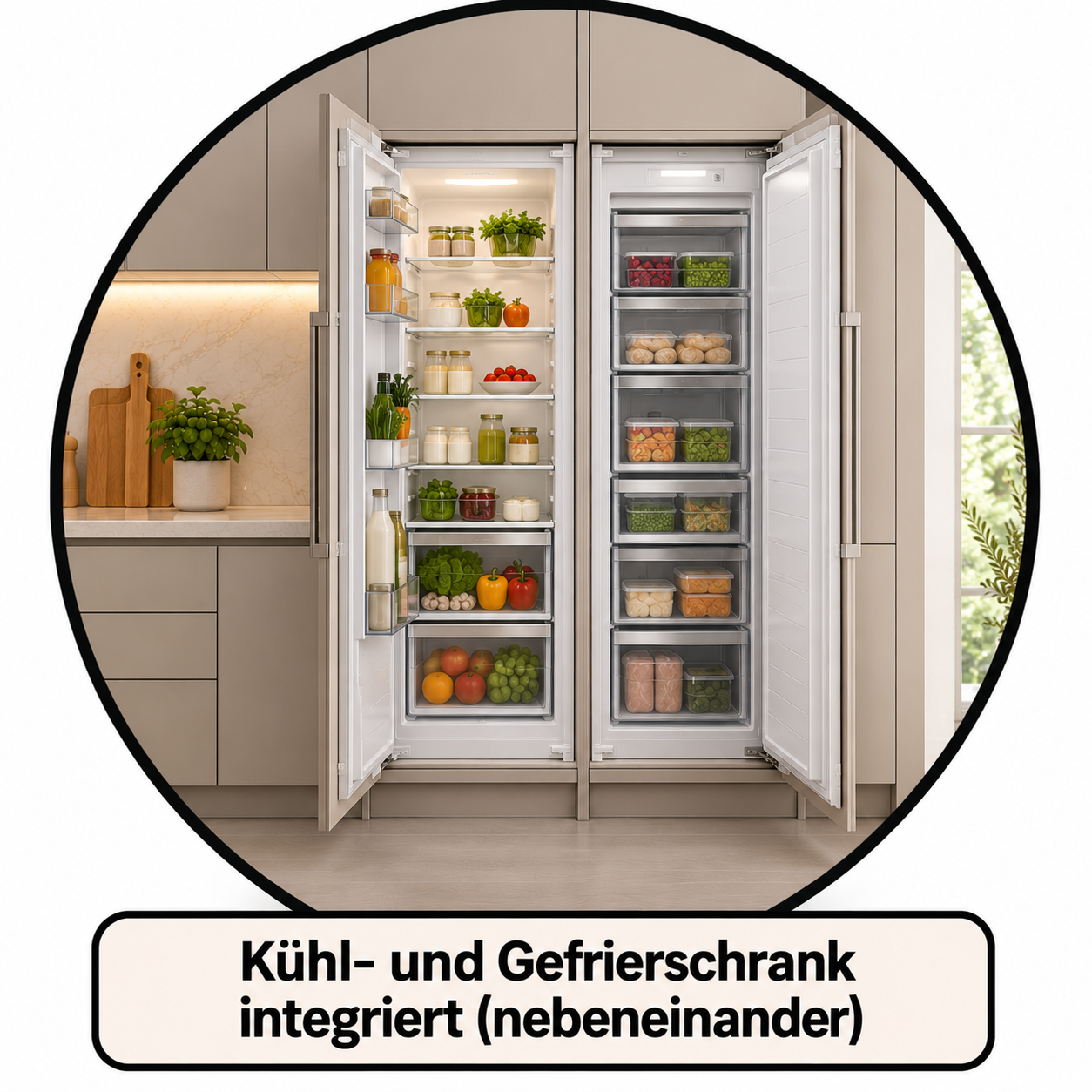 Kühl- und Gefrierschrank nebeneinander