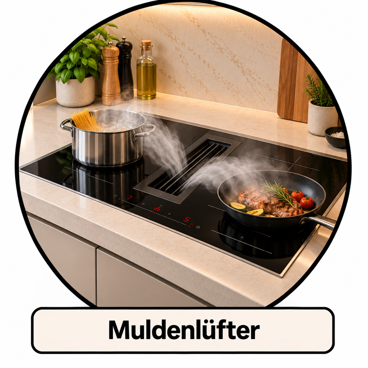 Kochfeld mit Muldenlüfter