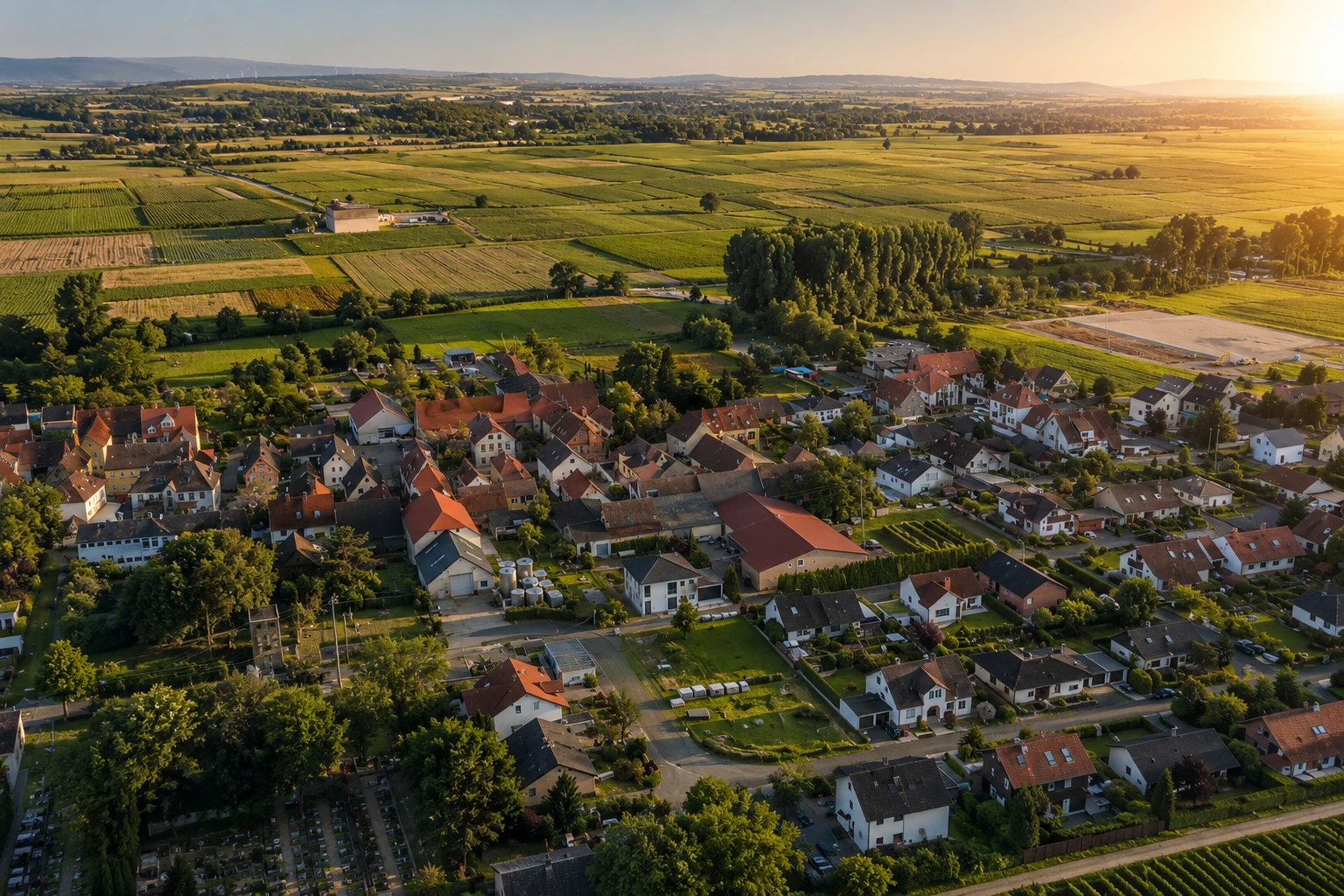 Blick auf Duttweiler und die umliegende Landschaft