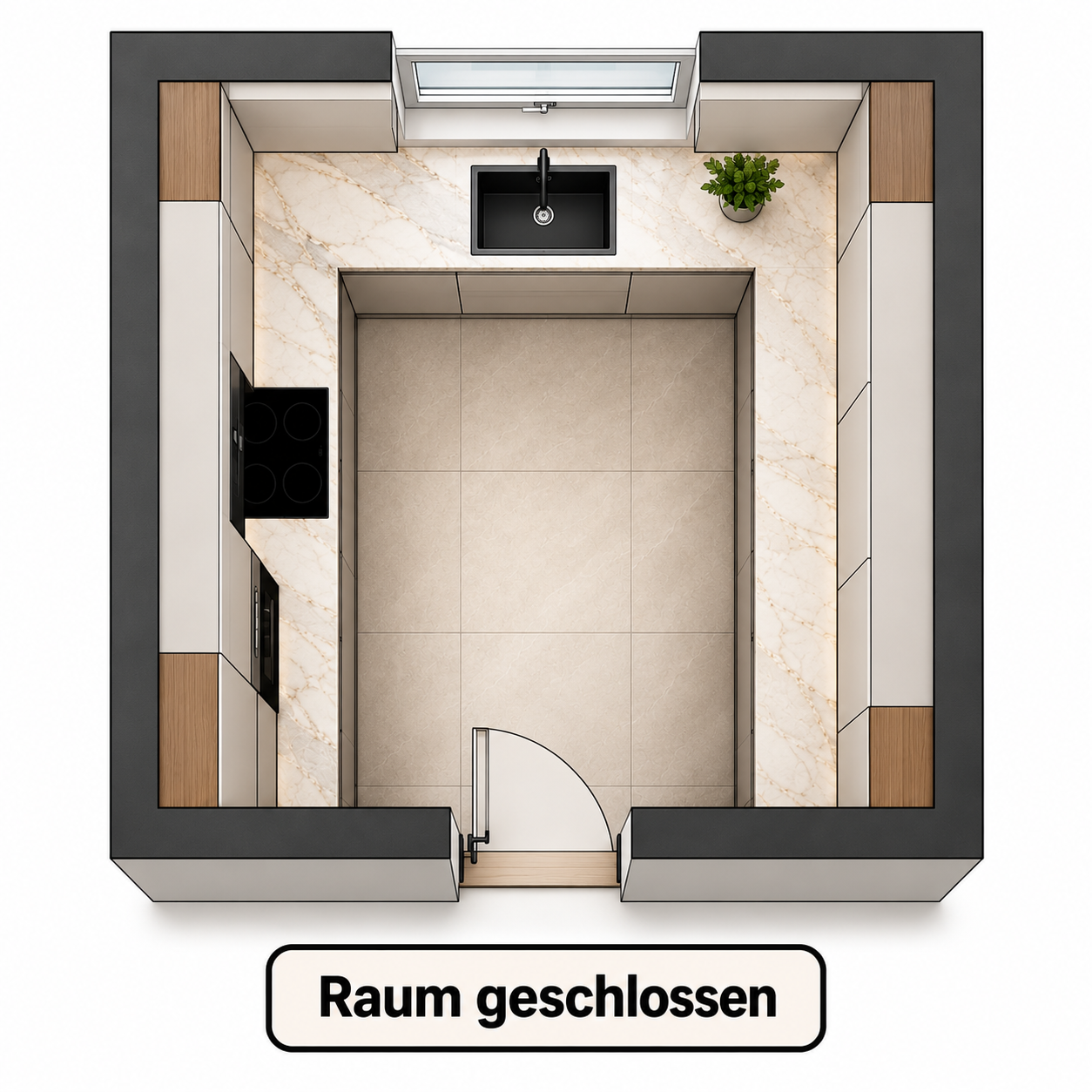 Geschlossener Küchenraum