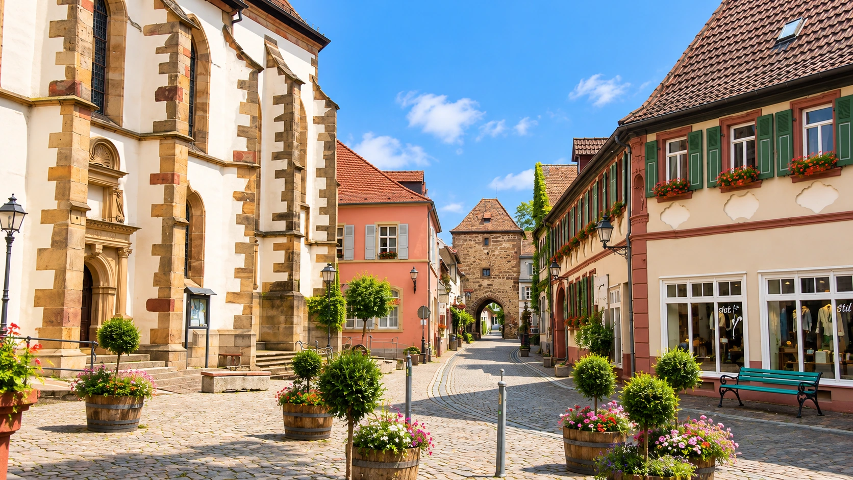 Historischer Ortskern von Freinsheim in der Pfalz mit charakteristischer Altstadtbebauung