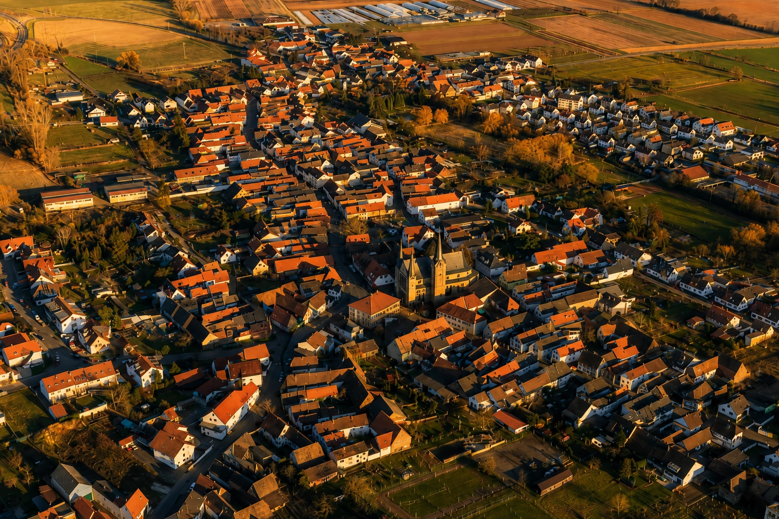 Panorama über Geinsheim und die umliegende Landschaft